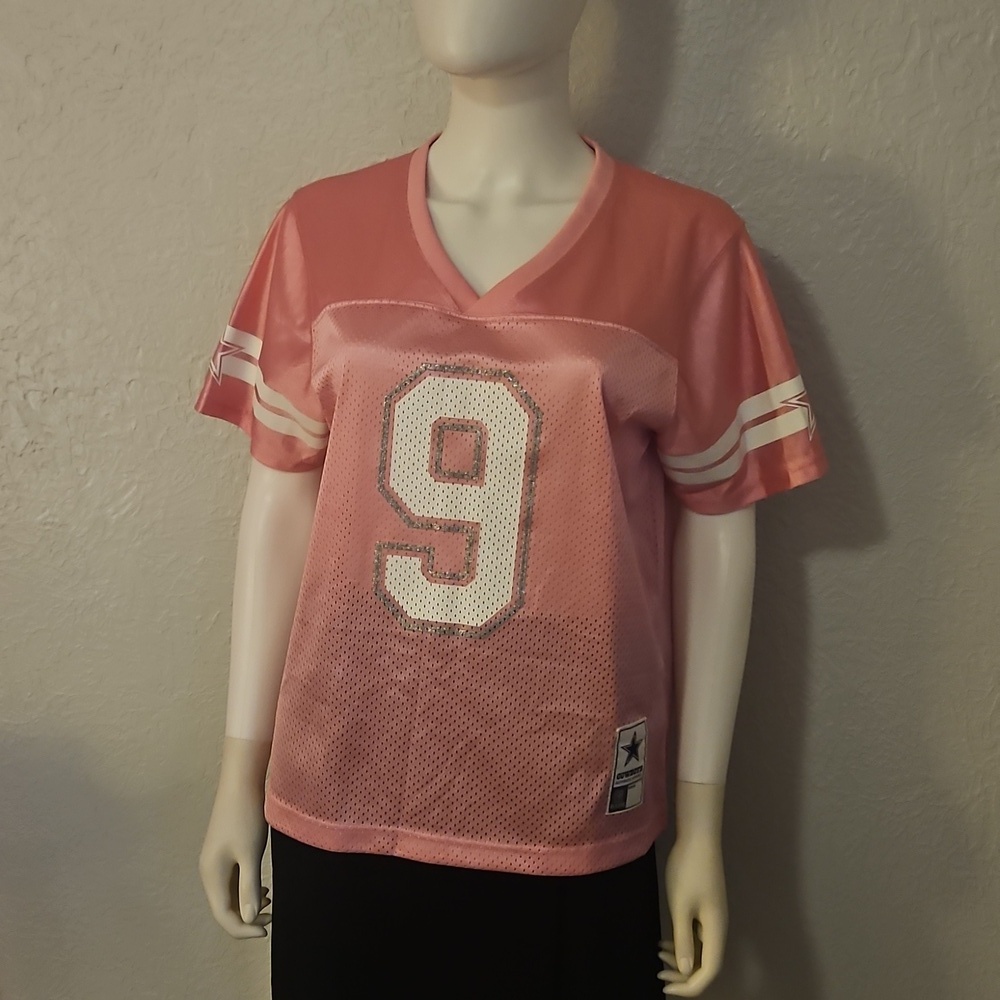 Dallas Cowboys Candy Pink V-Neck Tony Romo Number 9 Sports Jersey - Picture 2 of 8